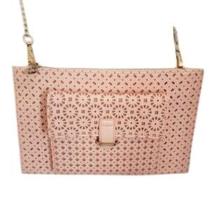 Laser Cut Clutch Removable Crossbody Strap 12 x 8 Envelope Purse Pink
